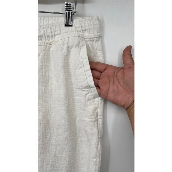 Zara Pull-on Pants Front Tie w/ Pockets White Woven Cotton Women's XL Resortwear - Picture 4 of 6
